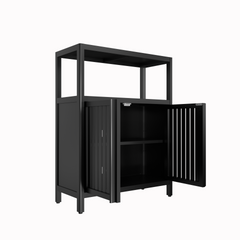 Black Large Capacity Bamboo Storage Cabinet Furniture for Bathroom Living Room Bathroom Bamboo Storage Cabinet With Shelves