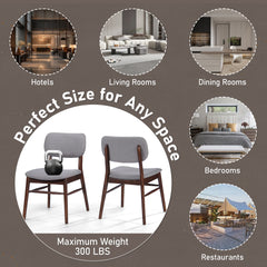 Set of 2 Mid - Century Upholstered Dining Chair with Rubberwood Frame, Walnut+Light Gray (same sku: 59302.00DBEI)