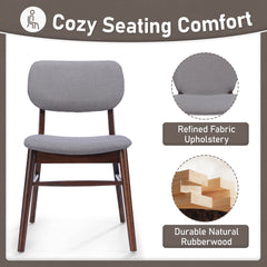 Set of 2 Mid - Century Upholstered Dining Chair with Rubberwood Frame, Walnut+Light Gray (same sku: 59302.00DBEI)