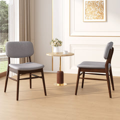 Set of 2 Mid - Century Upholstered Dining Chair with Rubberwood Frame, Walnut+Light Gray (same sku: 59302.00DBEI)