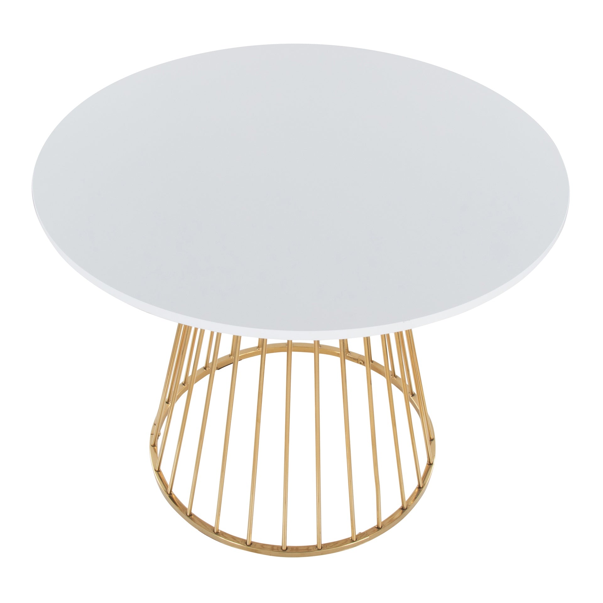 Canary Cosmo Contemporary Dining Table in Gold Metal and White MDF by LumiSource