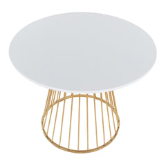 Canary Cosmo Contemporary Dining Table in Gold Metal and White MDF by LumiSource