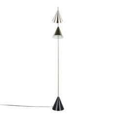 Cone 65" Contemporary Metal Floor Lamp in Plated Nickel with A Black Faux Marble Metal Base by LumiSource