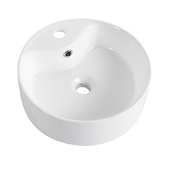 Ceramic Rotundity Above Counter White Bathroom Sink Art Basin (BAB3098MOWH)
