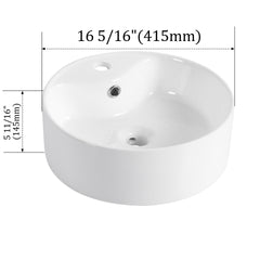 Ceramic Rotundity Above Counter White Bathroom Sink Art Basin (BAB3098MOWH)