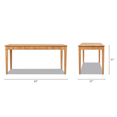 Dumont Modern Farmhouse 1-Drawer Fluted Home Office Writing Desk, Natural Blonde Solid Rubberwood & Rubberwood Veneer