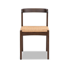 Capri Woven Seat Oak Wood Dining Chair Dark Brown Red Oak
