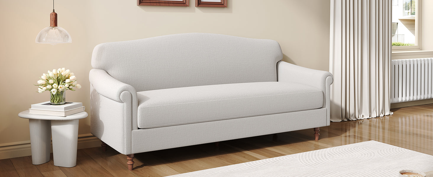 Modern Loveseat Sofa 77.5" 2-seater Couch Upholstered Loveseat with Rolled Arms for Living Room, Reading Corner and Small Spaces, Light Grey