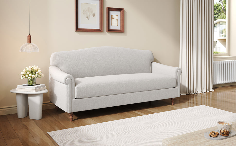 Modern Loveseat Sofa 77.5" 2-seater Couch Upholstered Loveseat with Rolled Arms for Living Room, Reading Corner and Small Spaces, Light Grey