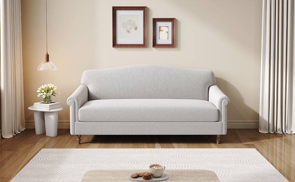 Modern Loveseat Sofa 77.5" 2-seater Couch Upholstered Loveseat with Rolled Arms for Living Room, Reading Corner and Small Spaces, Light Grey