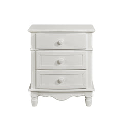 Classic Traditional White Finish 3 Drawers Nightstand 1pc Decorative Accents Wooden Bedroom Furniture Bedside Table Turned Feet
