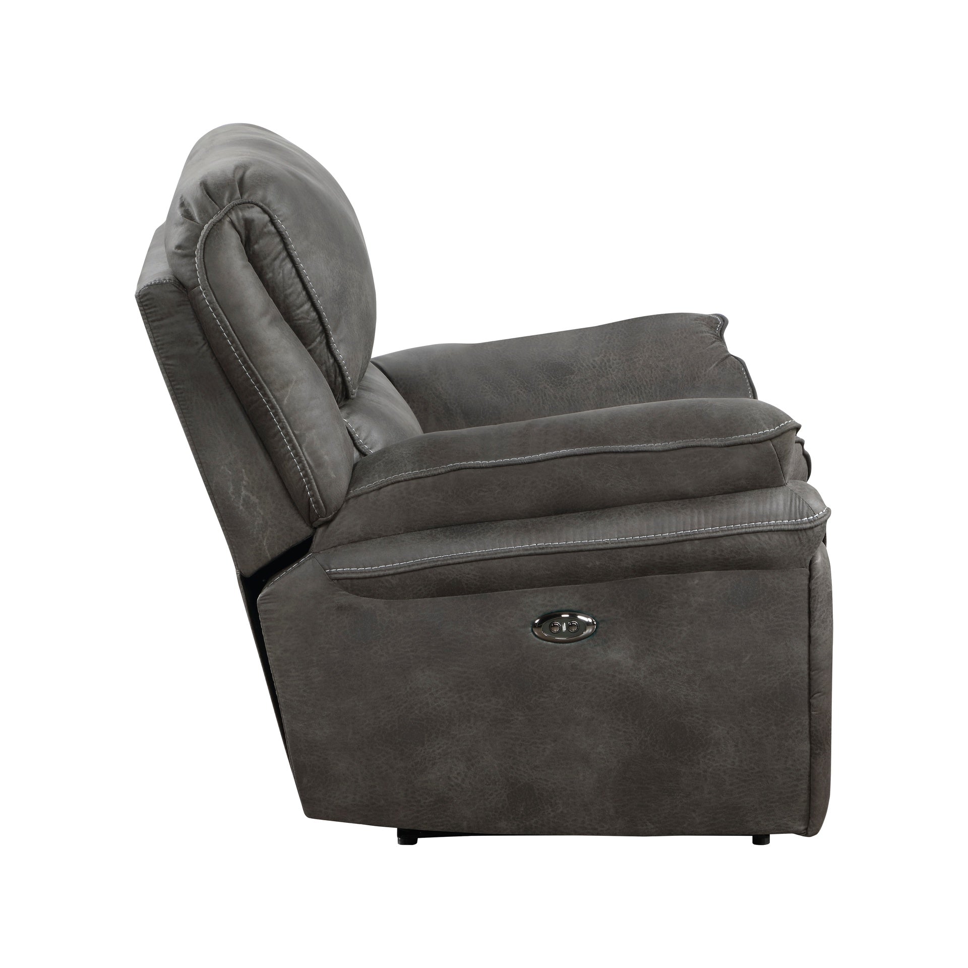 Plush Modern Design Living Room Power Reclining Chair Gray Microfiber Upholstery USB port Solid Wood Frame Furniture 1pc