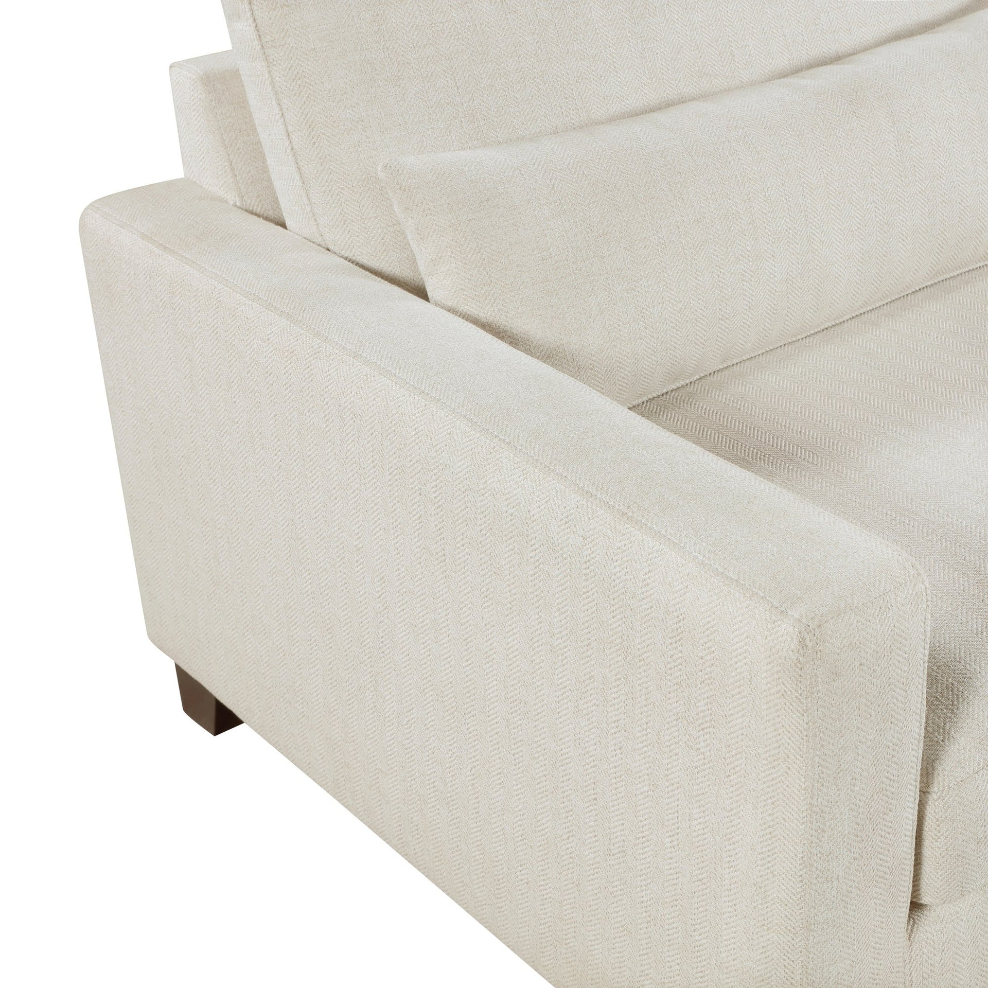 Ivory Fabric Upholstered Sofa with Pillows Cushion Seat and Back Modern Living Room Furniture 1pc Solid Wood Legs