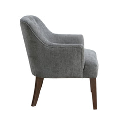 Modern Tufted Back Accent Chair Sturdy Plywood Frame Living Room Furniture 1pc Gray Fabric Upholstered Armchair