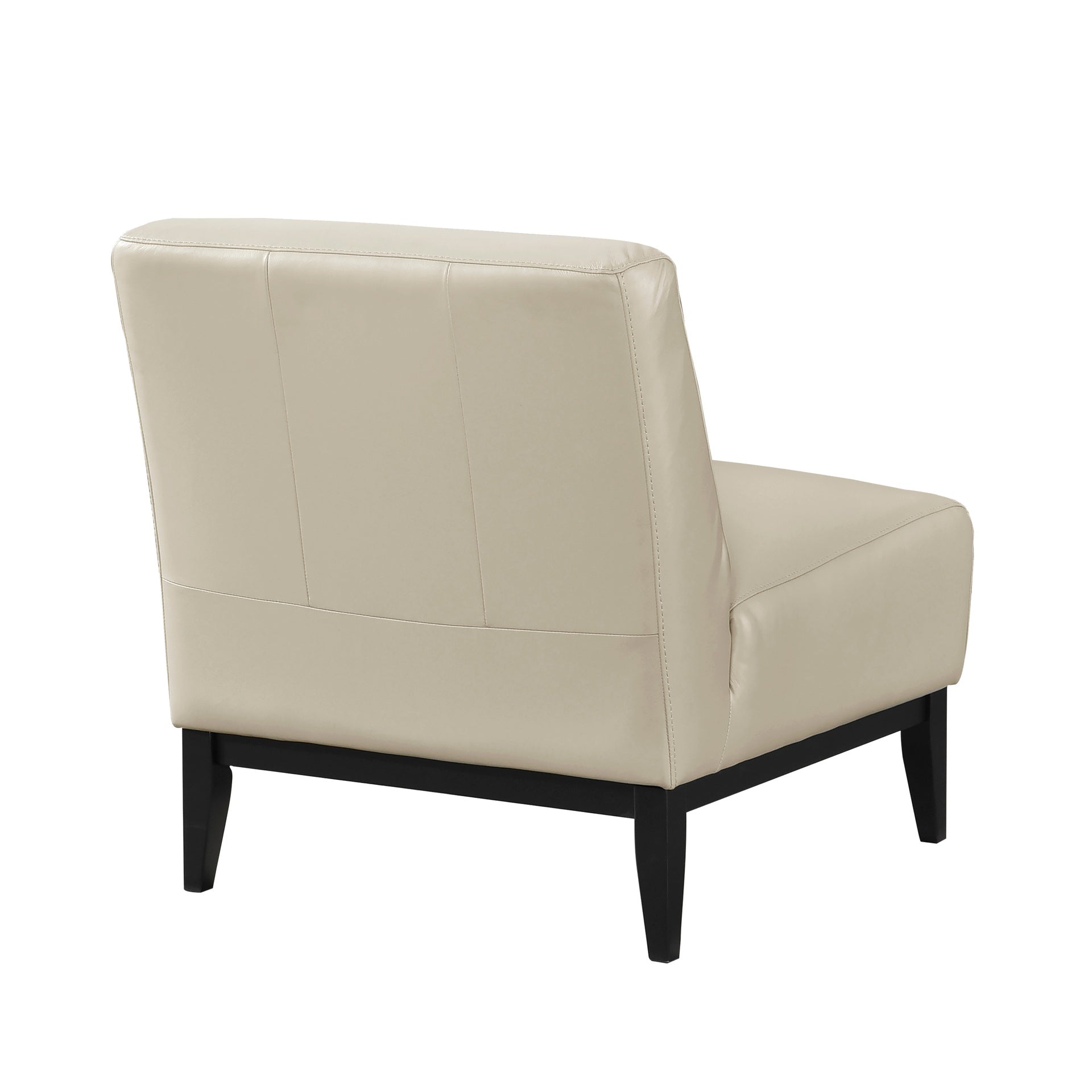 Leather Upholstered Accent Chair Beige Cushion Seat Back Solid Wood Luxurious Living Room Furniture 1pc Durable Comfort Chair