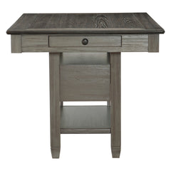 1pc Counter Height Table with 4 Drawers Wine Rack Display Shelf Transitional Dining Furniture Antique Gray and Coffee Finish Storage Table