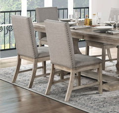 Traditional Style 5pc Dining Set Table with Extension Leaf and 4x Side Chairs Brownish Gray Finish Wooden Dining Kitchen Furniture