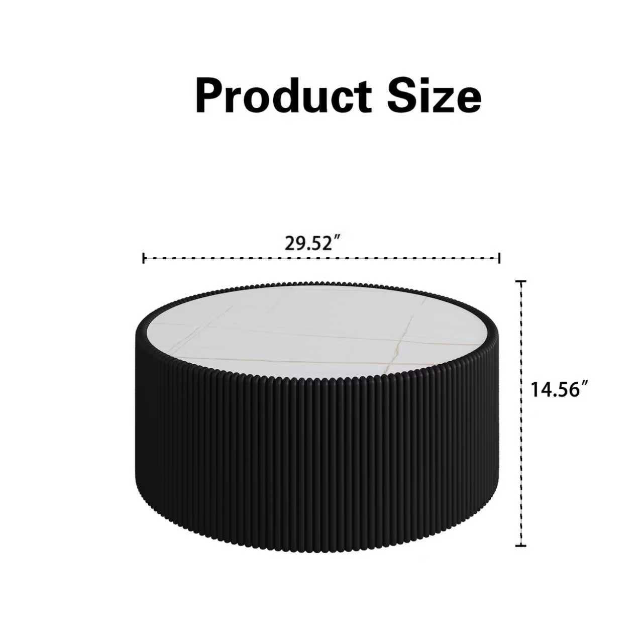 Light Sintered stone Top Cylinder Shape Leather Coffee modern Sofa Table for Living Room furniture (Each tabletop has a unique gold pattern)