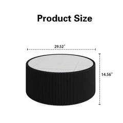 Light Sintered stone Top Cylinder Shape Leather Coffee modern Sofa Table for Living Room furniture (Each tabletop has a unique gold pattern)