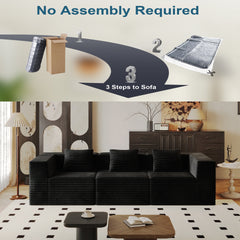 Modular Sectional Couches for Living Room with Deep Seat, Compression Sofa, High Density Memory Foam, Boneless Upholstered Couches, No Assembly (3*Seat)