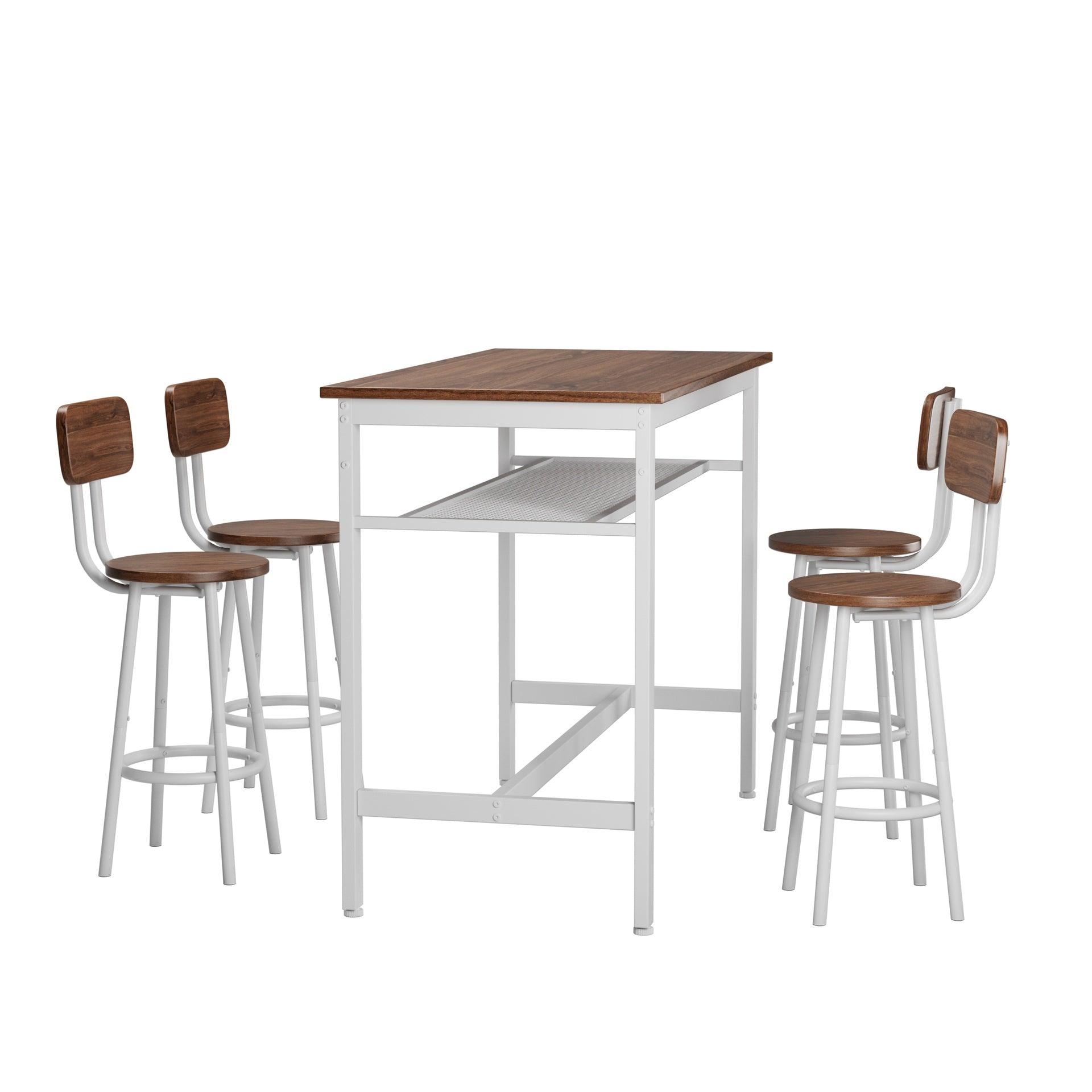 5 Piece Bar Table Set, Kitchen Bar Table and Chairs Set of 4, Modern Metal Counter Height Table with Stools for Dining Room, Living Room Breakfast Table