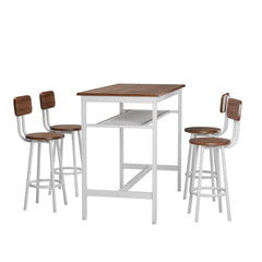 5 Piece Bar Table Set, Kitchen Bar Table and Chairs Set of 4, Modern Metal Counter Height Table with Stools for Dining Room, Living Room Breakfast Table