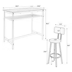 5 Piece Bar Table Set, Kitchen Bar Table and Chairs Set of 4, Modern Metal Counter Height Table with Stools for Dining Room, Living Room Breakfast Table