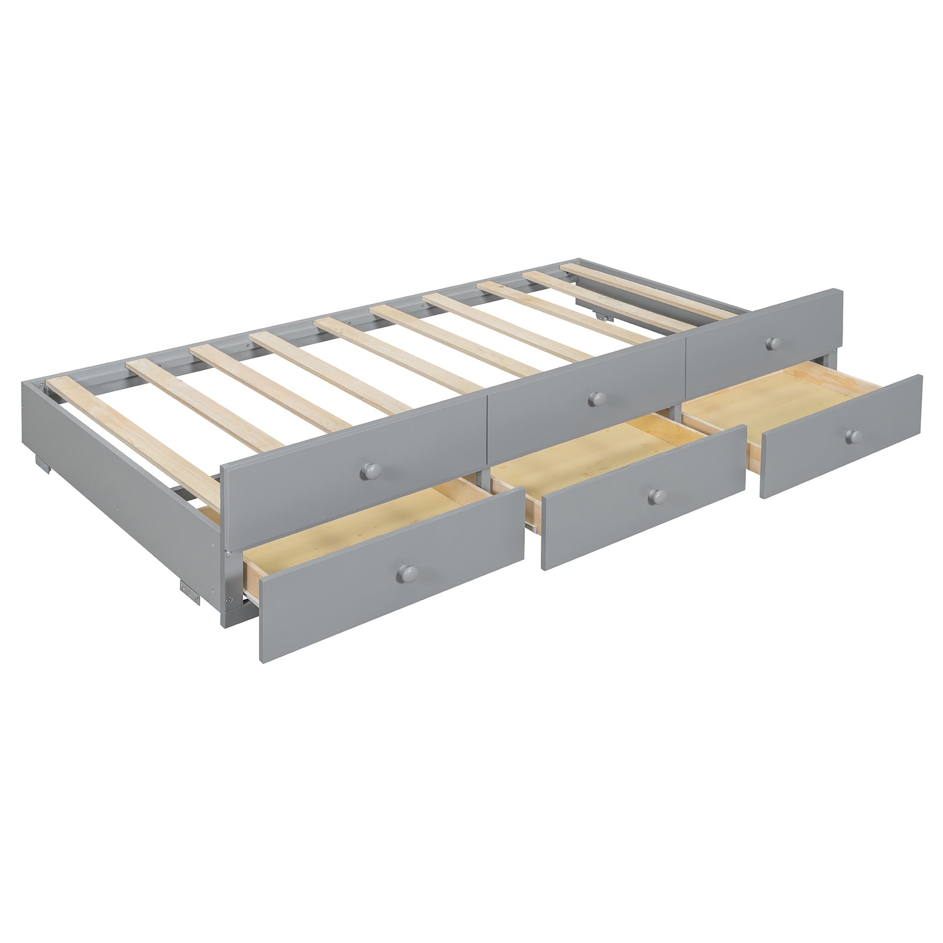 Full size Daybed with Twin size Trundle and Drawers, Full Size, Gray