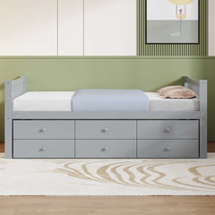 Full size Daybed with Twin size Trundle and Drawers, Full Size, Gray