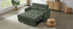 52.8" Loveseat Sofa Pull-out Sofa Bed Tufted Sleeper Sofa with an Adjustable Backrest, Three USB Ports and Two Lumbar Pillows for Living Room, Green