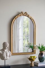 23.6" x 37.3" Baroque Style Gold Arch Mirror