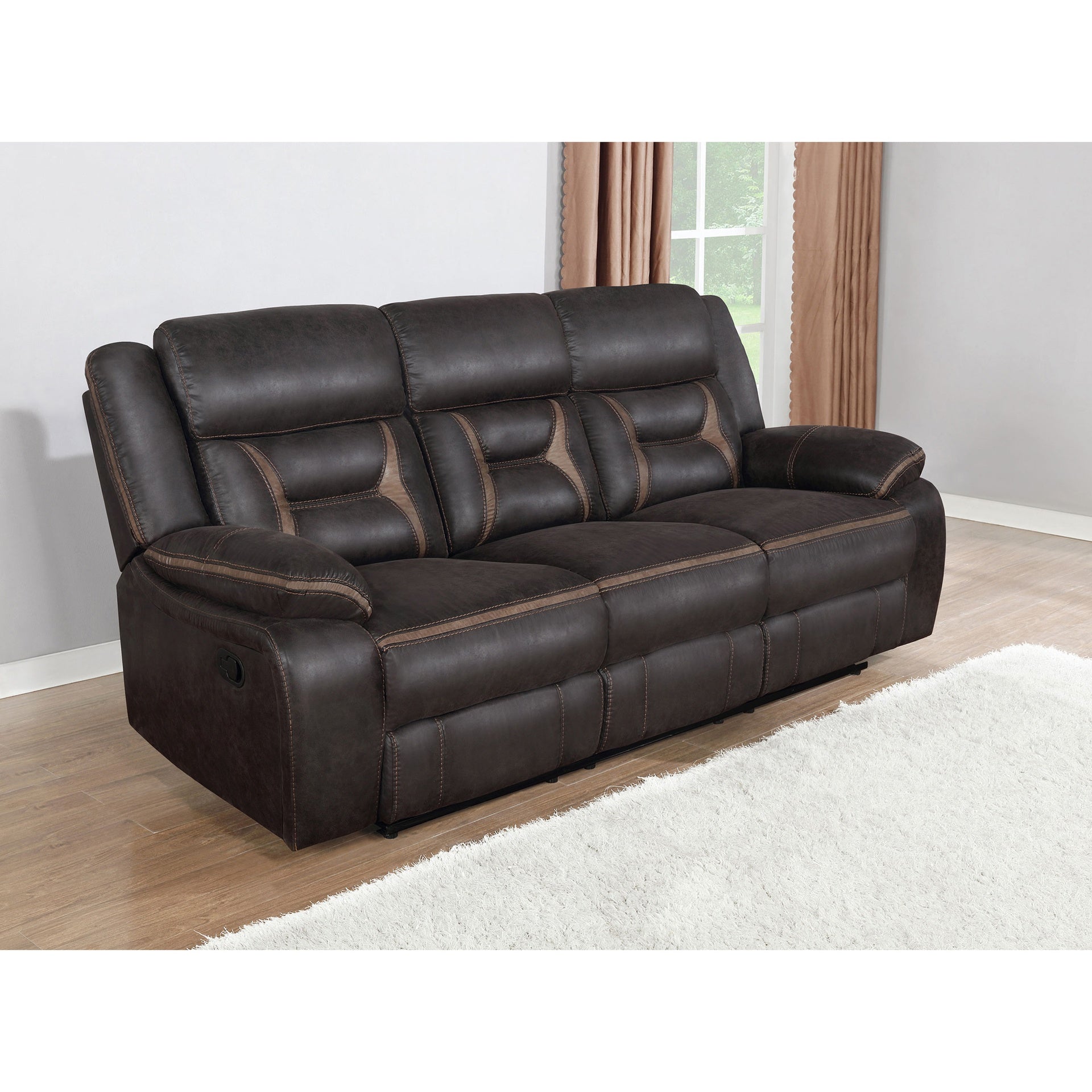 Brazelton Greer Brown Upholstered Tufted Sofa with Pillow Top Arms