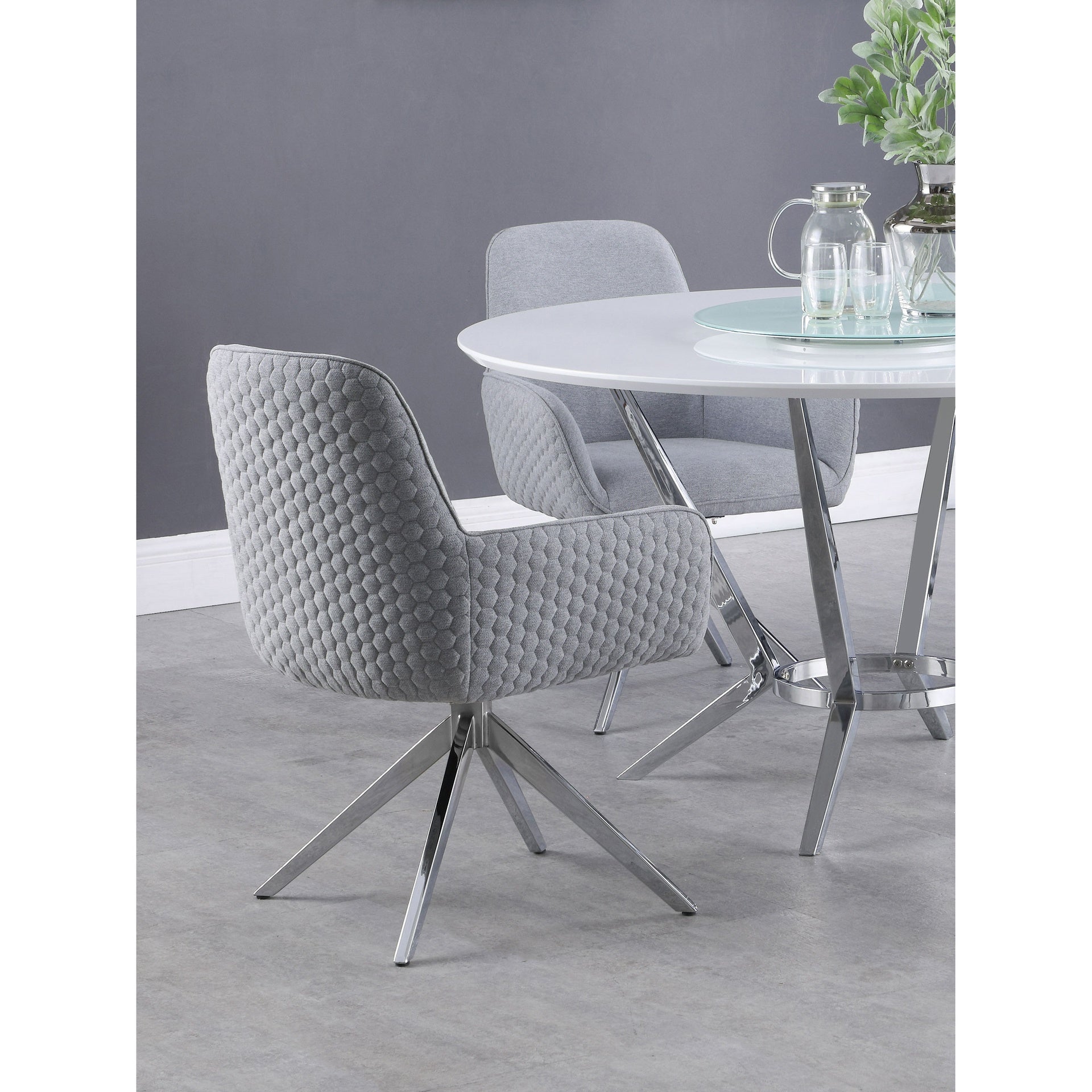 Light Grey and Chrome Flare Arm Side Chair