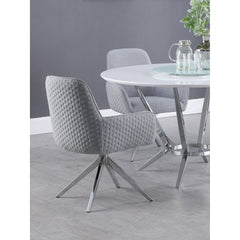 Light Grey and Chrome Flare Arm Side Chair