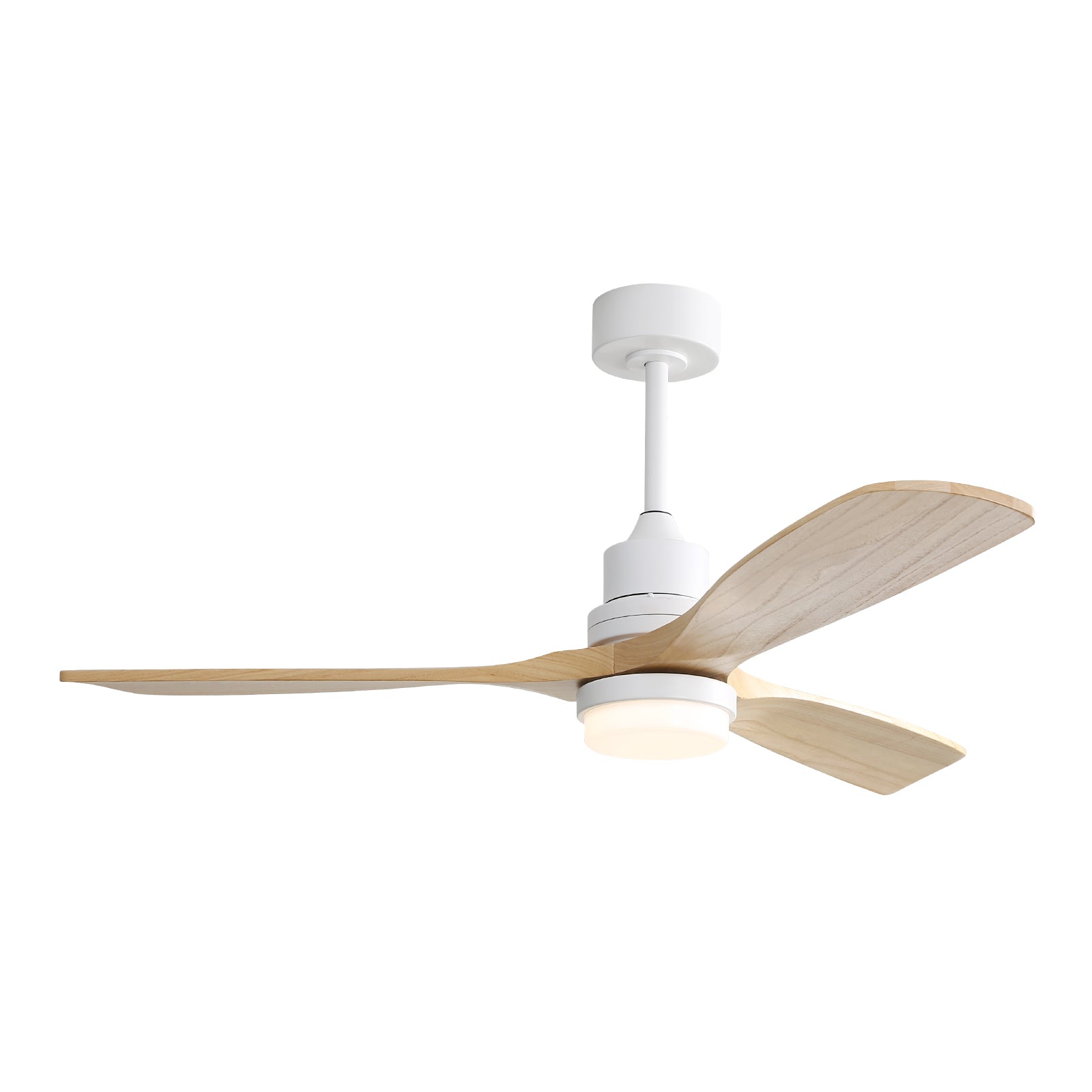 52 Inch Indoor Ceiling Fan With Dimmable Led Light 3 Solid Wood Blades Remote Control Reversible DC Motor For Living Room