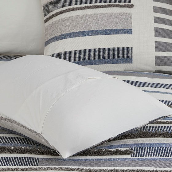 Full/Queen 3 Piece Cotton Printed Duvet Cover Set w/ trims