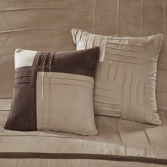 7 Piece Faux Suede Comforter Set Beige Cal King