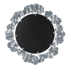 30.5"Eden Gingko Leaf Round Wall Mirror Silver