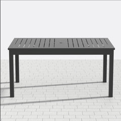 63"-92" Extendable Aluminum Outdoor Dining Table, All-Weather Gray Patio Table