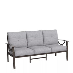 70” All-Weather Metal 3-Seat Patio Sofa, Khaki Frame with Gray Cushions