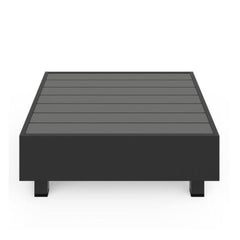 29" Square Black Metal Outdoor Coffee Table, All-Weather Slatted Patio Table