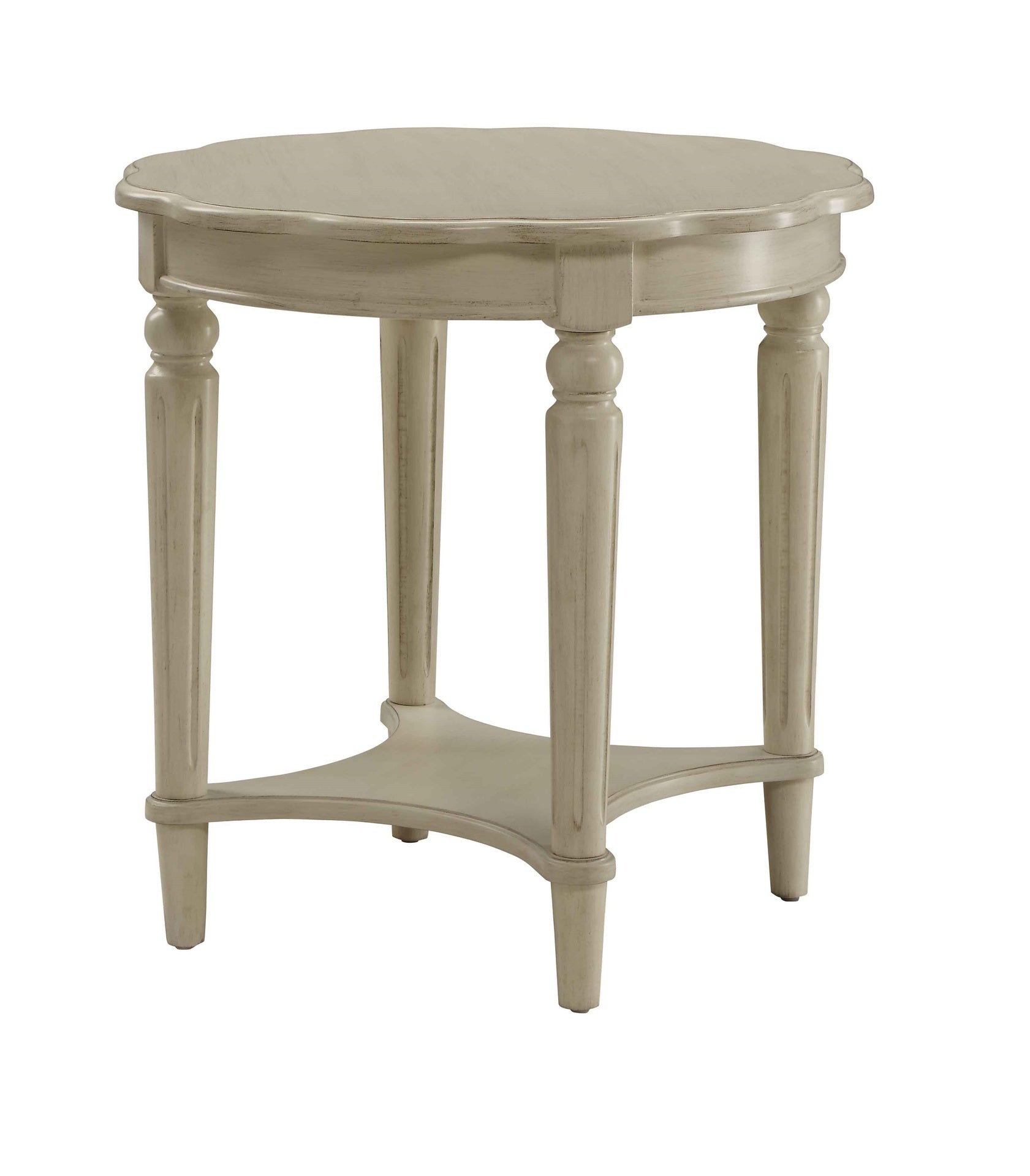 Antique White End Table with Bottom Shelf