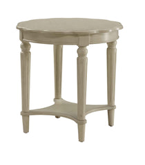 Antique White End Table with Bottom Shelf