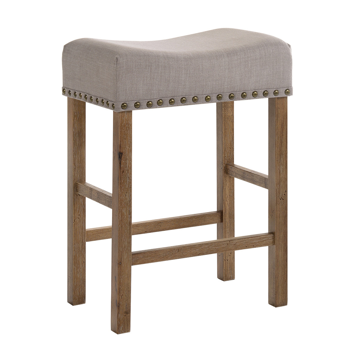 Tan and Weathered Oak Counter Height Stools (Set of 2)
