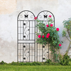 2 Pack Metal Garden Trellis 71" x 19.7" Rustproof Trellis for Climbing Plants Outdoor Flower Support Black