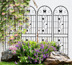 2 Pack Metal Garden Trellis 71" x 19.7" Rustproof Trellis for Climbing Plants Outdoor Flower Support Black