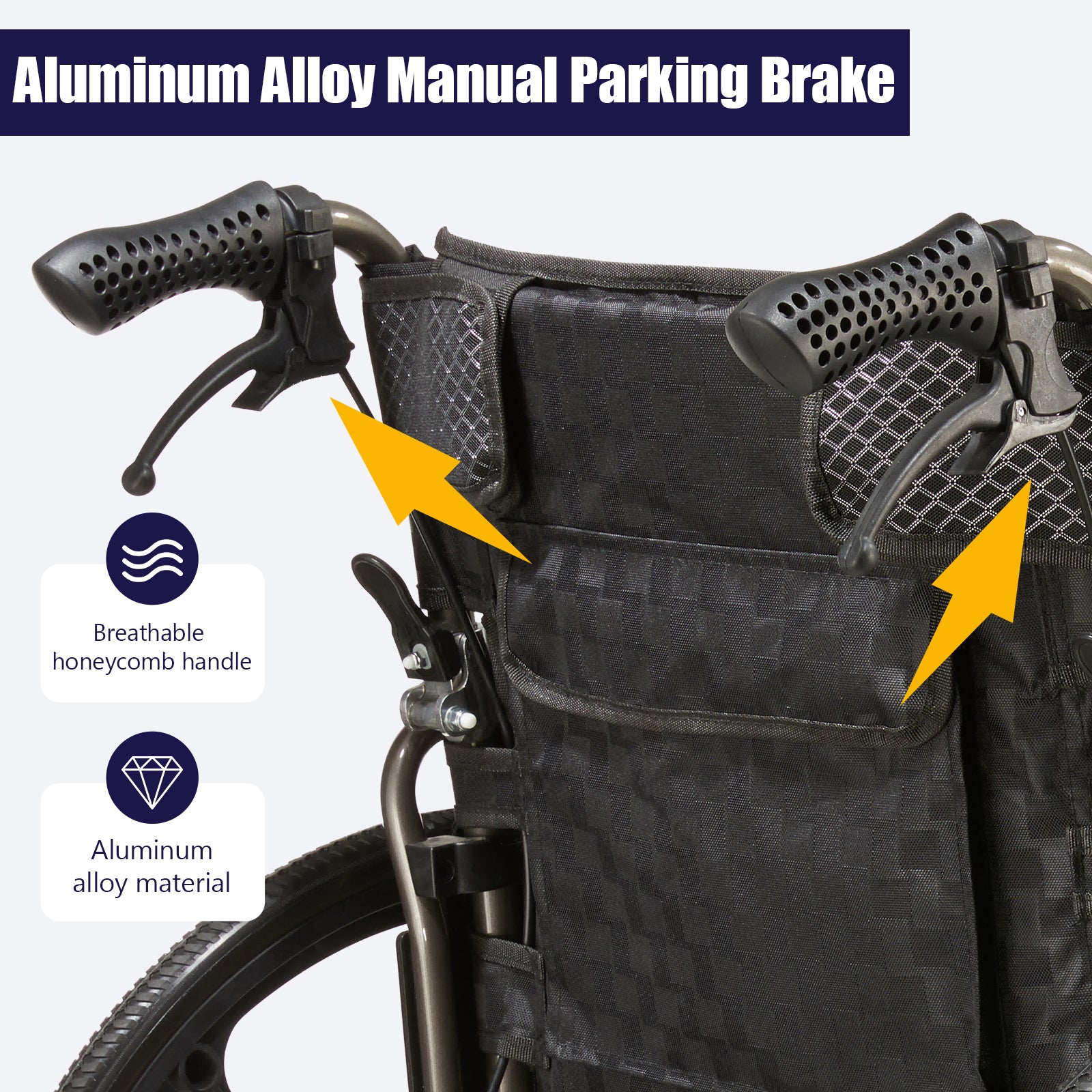 Folding Manual Transport Wheelchair, 18" Seat With Front and Rear Locking Hand Brakes, 24" Quick Release Rear Wheels,Nanometer Grey