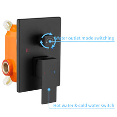 Shower System Shower Faucet Combo Set Wall Mounted with 12" Rainfall Shower Head and handheld shower faucet, Matte Black Finish with Brass Valve Rough-In