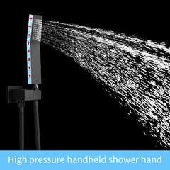Shower System Shower Faucet Combo Set Wall Mounted with 12" Rainfall Shower Head and handheld shower faucet, Matte Black Finish with Brass Valve Rough-In