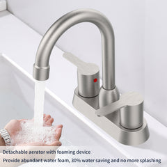 2 Handles Bathroom Sink Faucet, Brushed Nickel Centerset RV Bathroom Faucets for 3 Hole